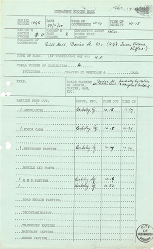 Photo:ARP Report, Davies Street, 30 November 1940