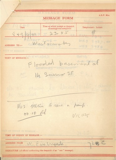 Photo:ARP Message Form, Sussex Street, 1940