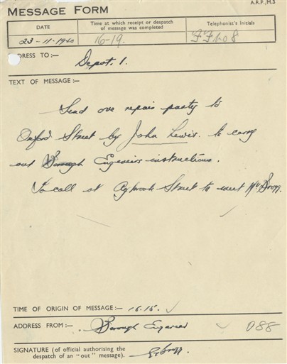Photo:St Marylebone ARP Message, 1940