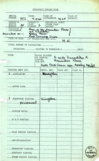 Photo:ARP Permanent Record, 145 Piccadilly, 7 October 1940