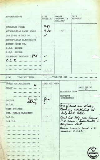 Photo:ARP Permanent Record, Curzon Street House, 26 October 1940