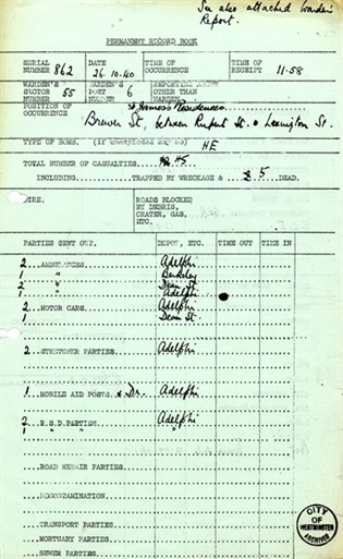 Photo:ARP Permanent Record, St James's Residences, 26 October 1940