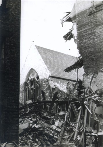 Photo:Damaged area around St Matthew's Church and St Ann's Lane SW1, 11 November 1940