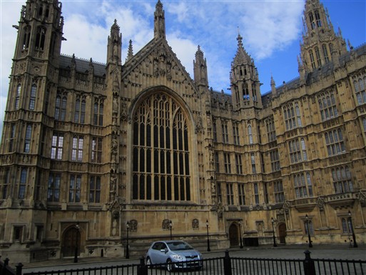 Photo:After rebuilding, the tracery of the window was made to include the names of Parliament members lost to the war