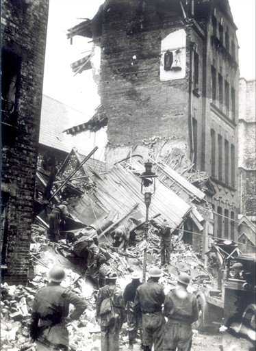 Photo:Bomb damage to Abbey Printing Works, St Ann's Lane, 11 November 1940