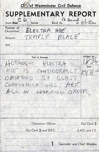 Photo:Supplementary Report, Electra House Incident, 24 July 1944