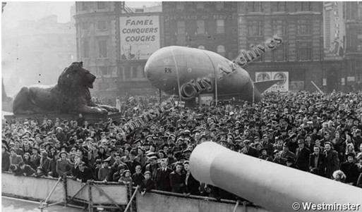 Photo:Trafalgar Square during Warships Week, 23 March 1942
