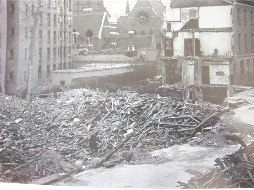 Photo:Lillington Street with St James the Less Church (background), April 1941