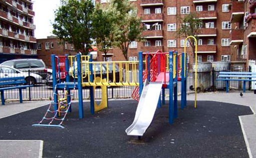 Photo:The playground built on the Hughes Mansions bomb site